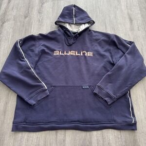 NHL Blueline Hoodie Mens 2XL Navy Blue Pullover Embroidered Pocket Vintage